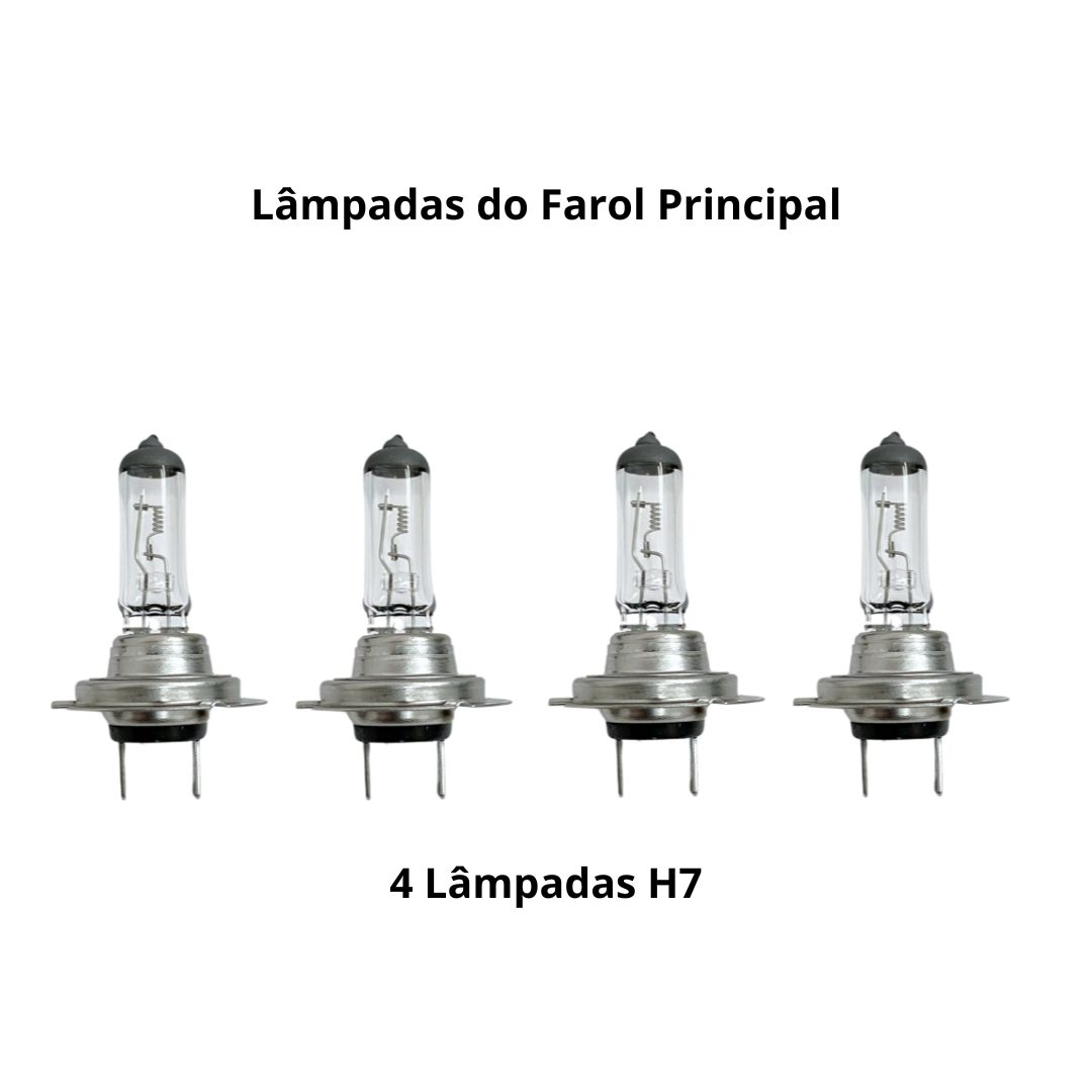 Kit Farol Dianteiro Vidro Fundo Cromado 24v Para Caminhão Iveco Stralis Tector Após 2006 Com Lâmpadas