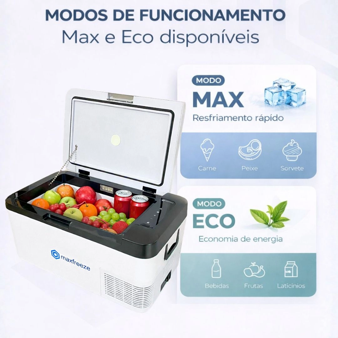 Geladeira Portátil 18L 12V/24V 110v/220v Caminhão Ônibus Van Barco Lancha Pesca Maxfreeze Geladeira Portátil 18L 12V/24V 110v/220v Caminhão Ônibus Van Barco Lancha Pesca Maxfreeze