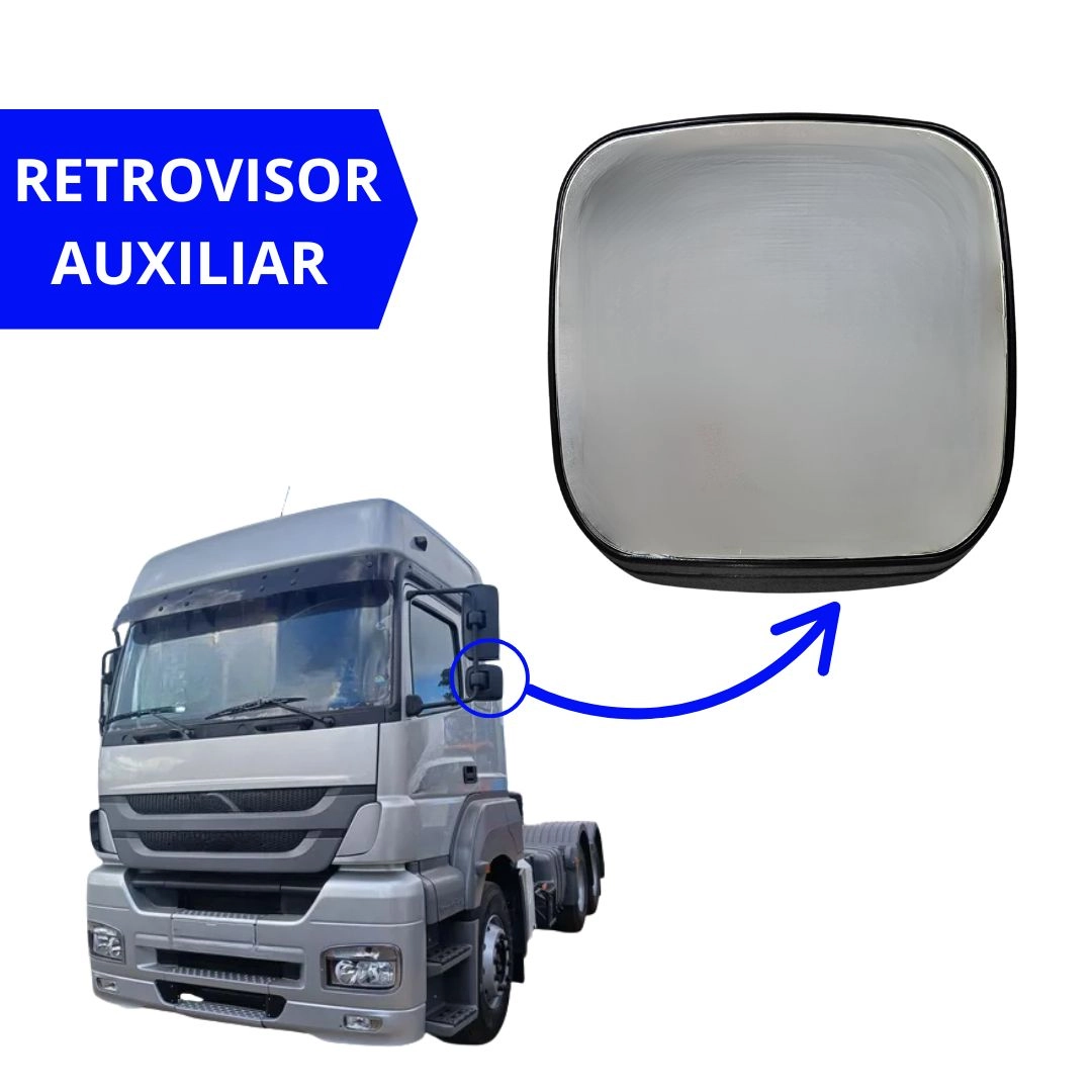 Espelho Retrovisor Auxiliar de Rampa Angular de Visão Raio 300mm Convexo Caminhão Mercedes-Benz Atego Axor Cabine Alta B Espelho Retrovisor Auxiliar de Rampa Angular de Visão Raio 300mm Convexo Caminhão Mercedes-Benz Atego Axor Cabine Alta B