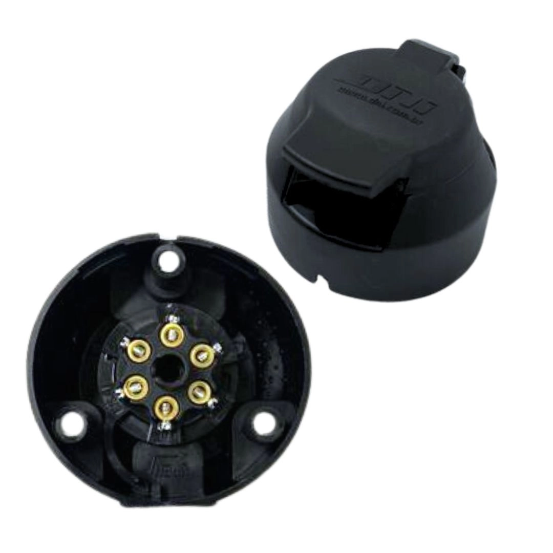 Kit Tomada 6 Polos Macho e Femea Carretinha Reboque Plug Tomada Carretinha Trailer 6 Polos Femea e Macho
