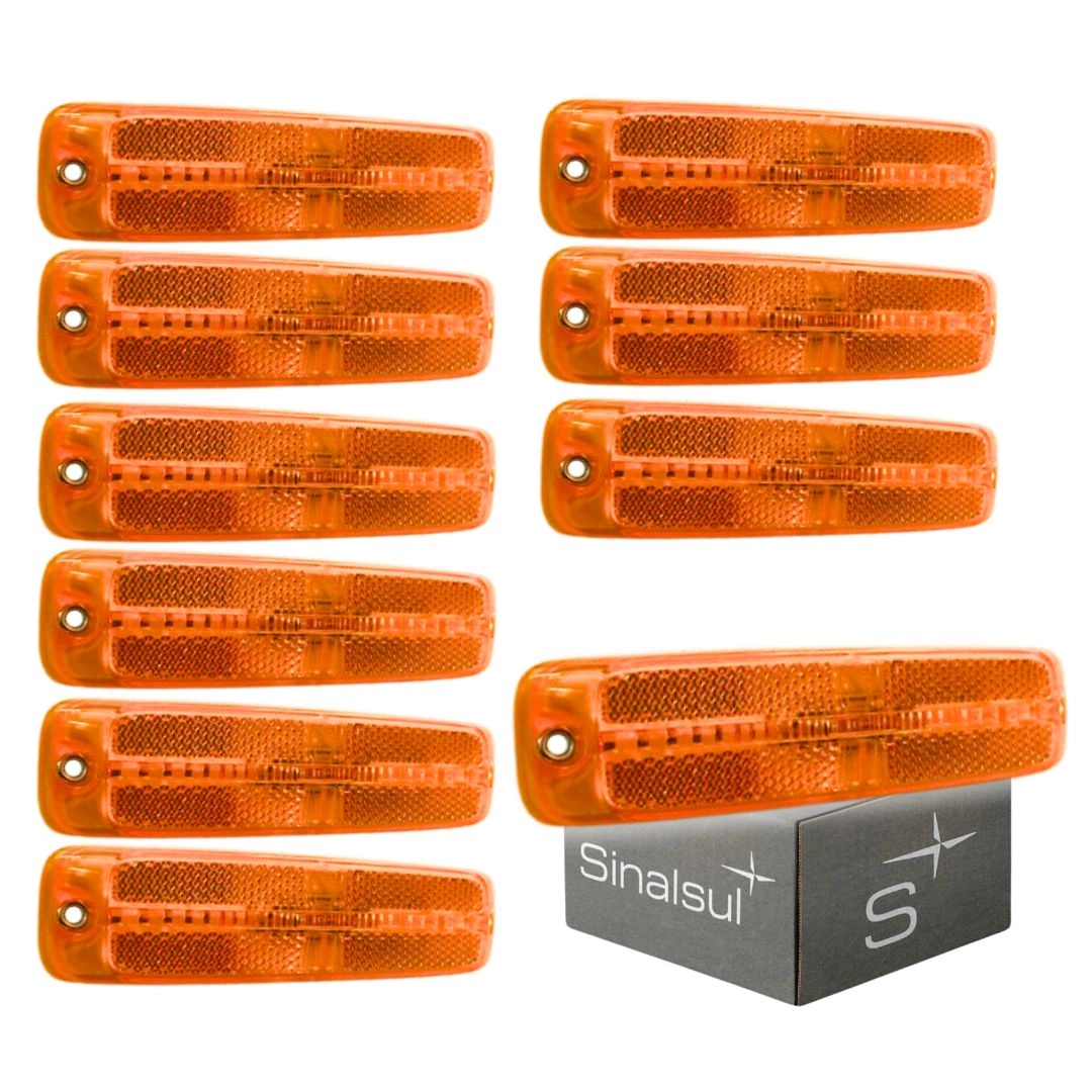 Kit 10 Lanterna Posição Lateral Retrorrefletor LED Amarela