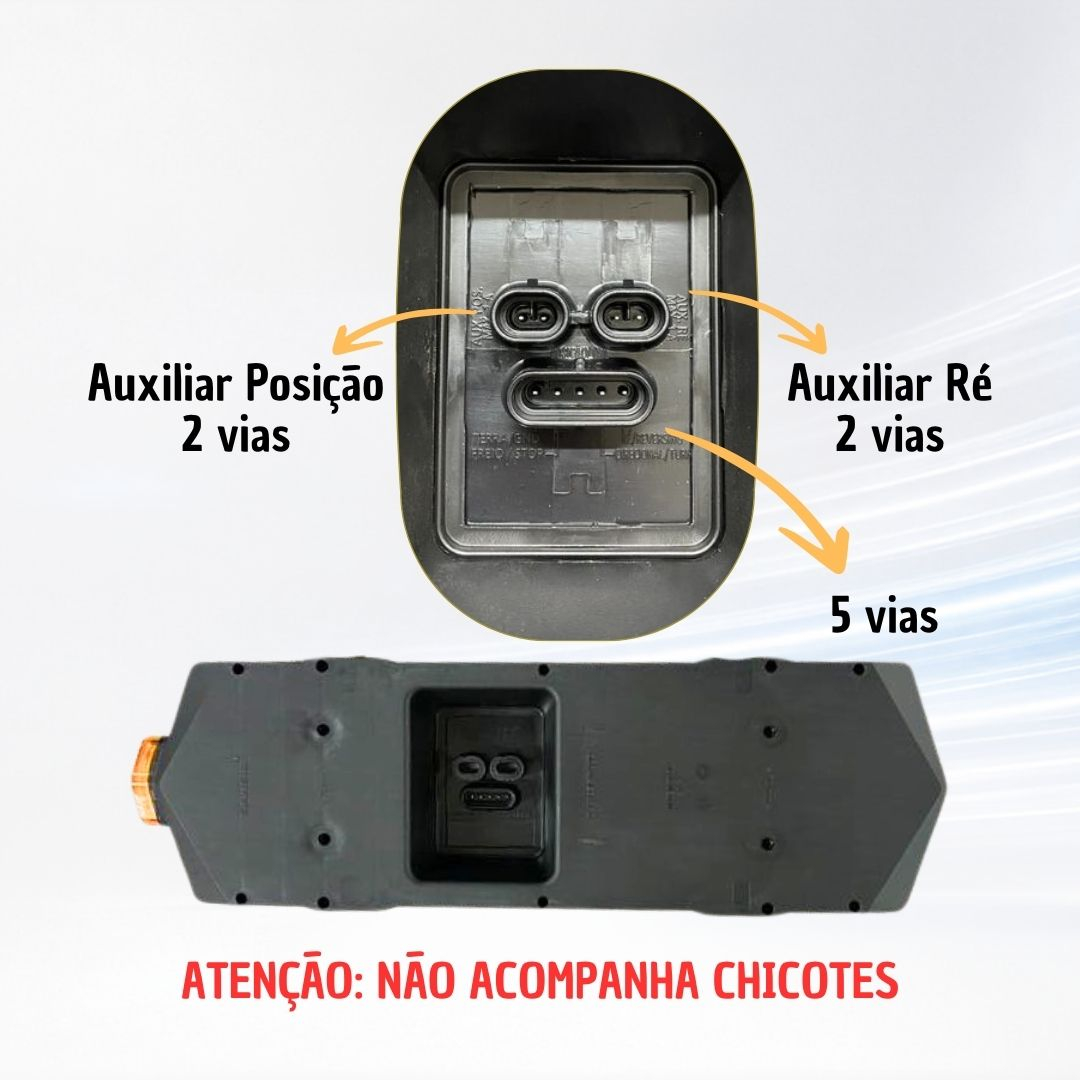 Lanterna Traseira LED Bivolt 12V 24V Com Guia de Luz e Seta Sequencial Lado Esquerdo Para Caminhões Carretas e Implemento Lanterna Traseira LED Bivolt 12V 24V Com Guia de Luz e Seta Sequencial Lado Esquerdo Para Caminhões Carretas e Implemento