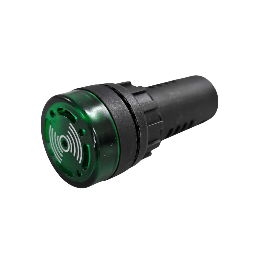 Alarme Sonoro Buzzer Sinaleiro LED Verde Audiovisual 24Vdc