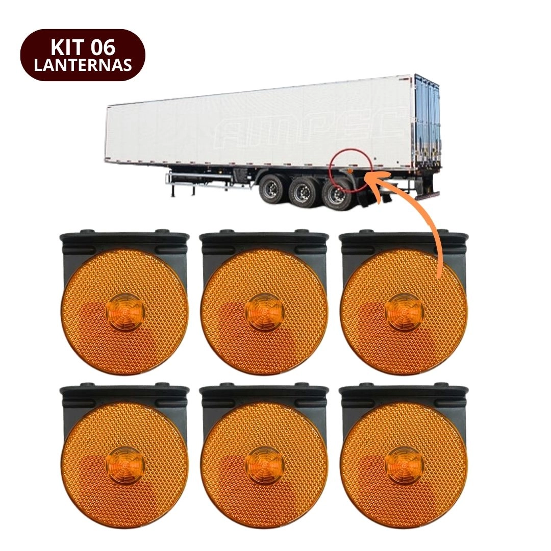 Kit 6 Lanternas Lateral Led Carreta Com Suporte Amarela G Kit 6 Lanternas Lateral Led Carreta Com Suporte Amarela G