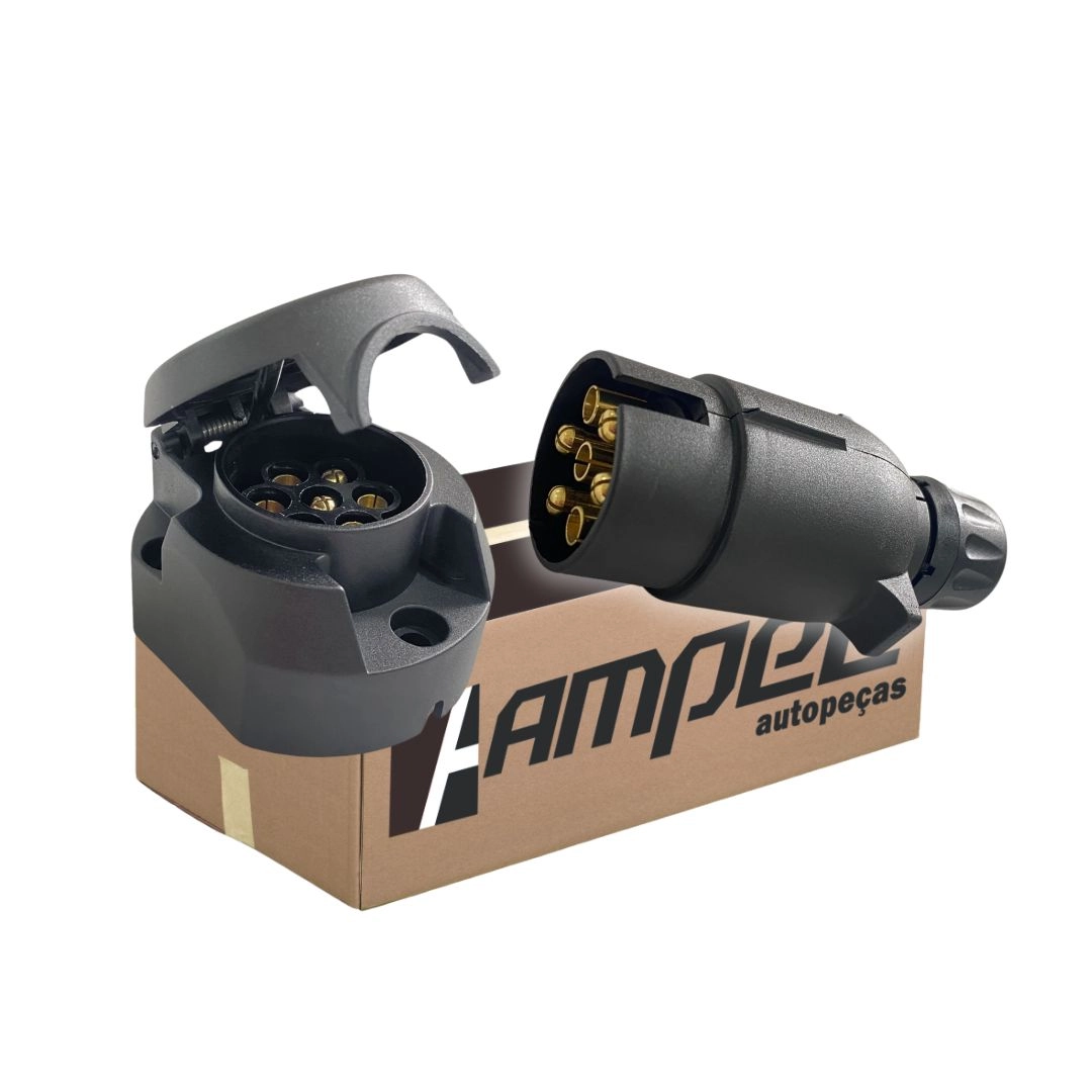 Kit Femea Macho Tomada Plug Elétrica Reboque Carretinha 6p
