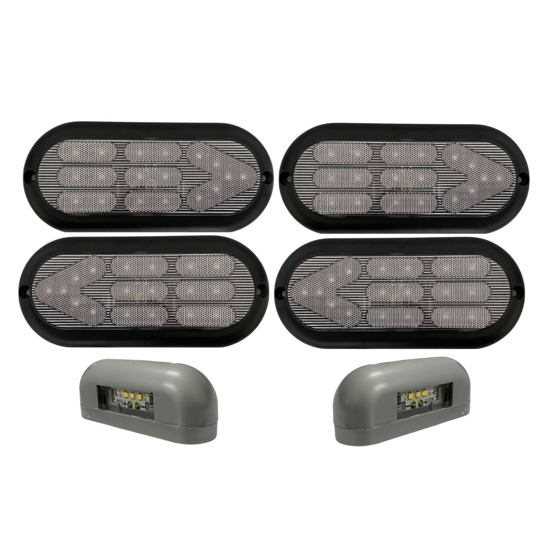 Kit 4 Lanterna Traseira 18 LED Bivolt Cristal Com 2 Luz de Placa Para Reboque Carretinha Universal