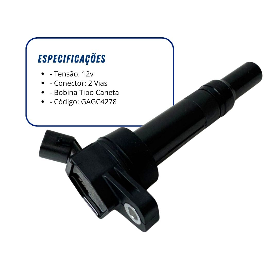 Bobina de Ignição Tipo Caneta 12V 2 Pinos Para Kia Sportage 2.0 Soul 1.6 e Hyundai Creta Ix35 Elantra Tucson Gauss Bobina de Ignição Tipo Caneta 12V 2 Pinos Para Kia Sportage 2.0 Soul 1.6 e Hyundai Creta Ix35 Elantra Tucson Gauss