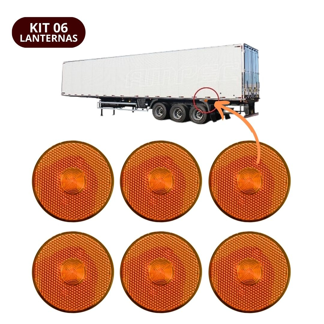 Kit 6 Lanterna Lateral Implemento G 85mm Sem Suporte LED Amarela Para Carreta Caminhão Trailer Reboque Kit 6 Lanterna Lateral Implemento G 85mm Sem Suporte LED Amarela Para Carreta Caminhão Trailer Reboque