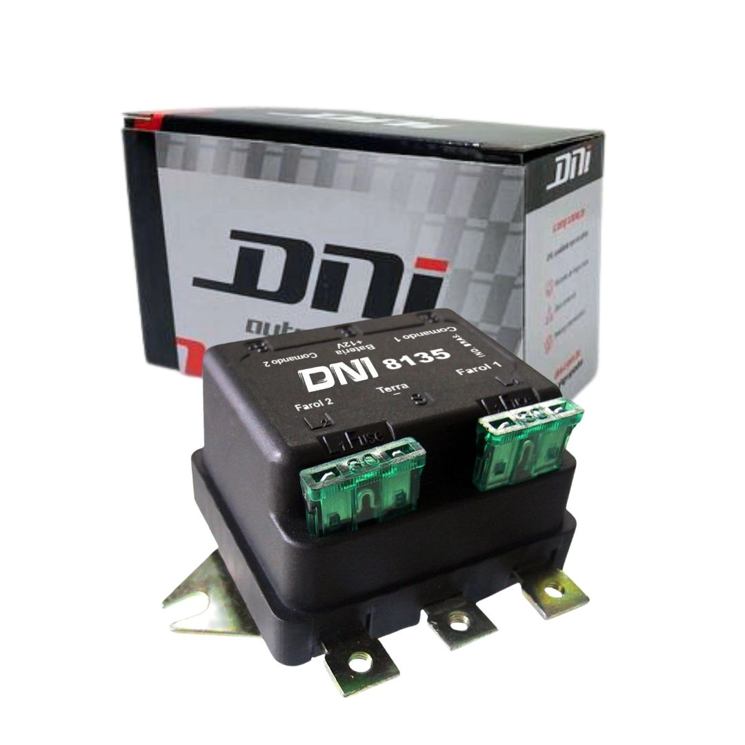 Relé Duplo de Faróis 500W 12V Universal Super Reforçado 6 Terminais Com Parafusos 2 Fusíveis Externos