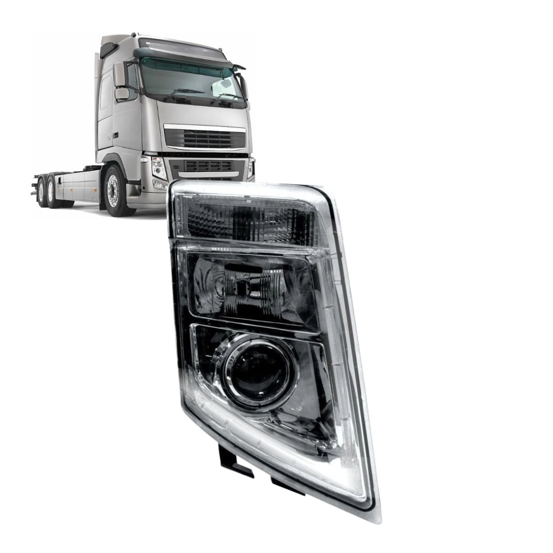 Farol Principal Dianteiro Para Volvo FM FH 2009 a 2014 Lado Direito Com DRL Em LED 21035637