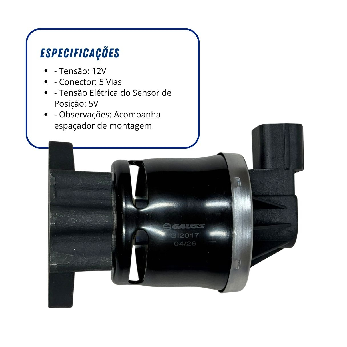 Válvula EGR 12V 5 Pinos Com Espaçador Para Honda Fit LX LXL 1.4 8V 2003 a 2008 Gauss Válvula EGR 12V 5 Pinos Com Espaçador Para Honda Fit LX LXL 1.4 8V 2003 a 2008 Gauss