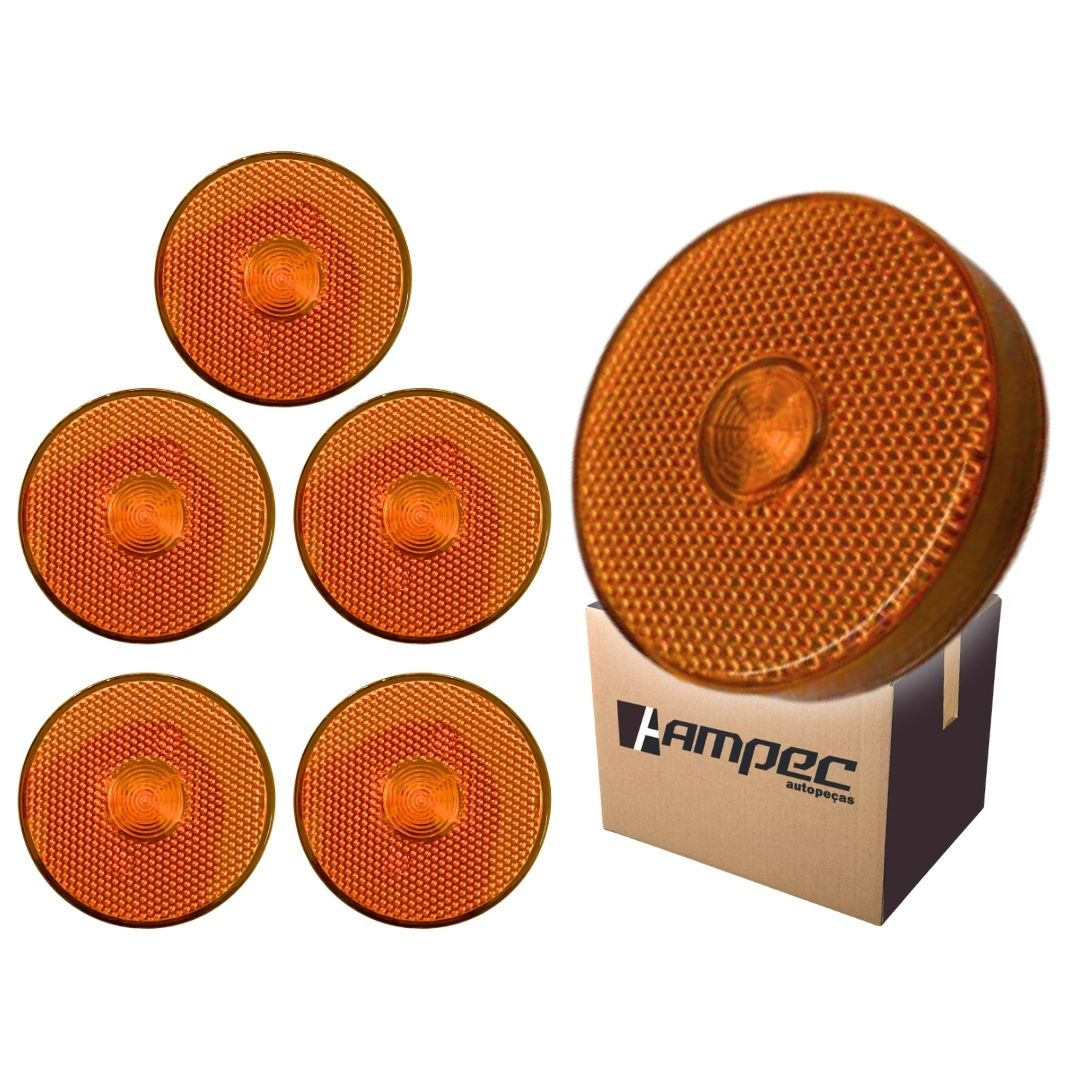 Kit 6 Lanterna Lateral Implemento G 85mm Sem Suporte LED Amarela Para Carreta Caminhão Trailer Reboque 