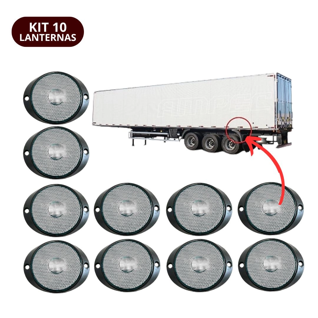 Kit 10 Lanternas Lateral Led Caminhão Carreta Frontal Cristal Kit 10 Lanternas Lateral Led Caminhão Carreta Frontal Cristal