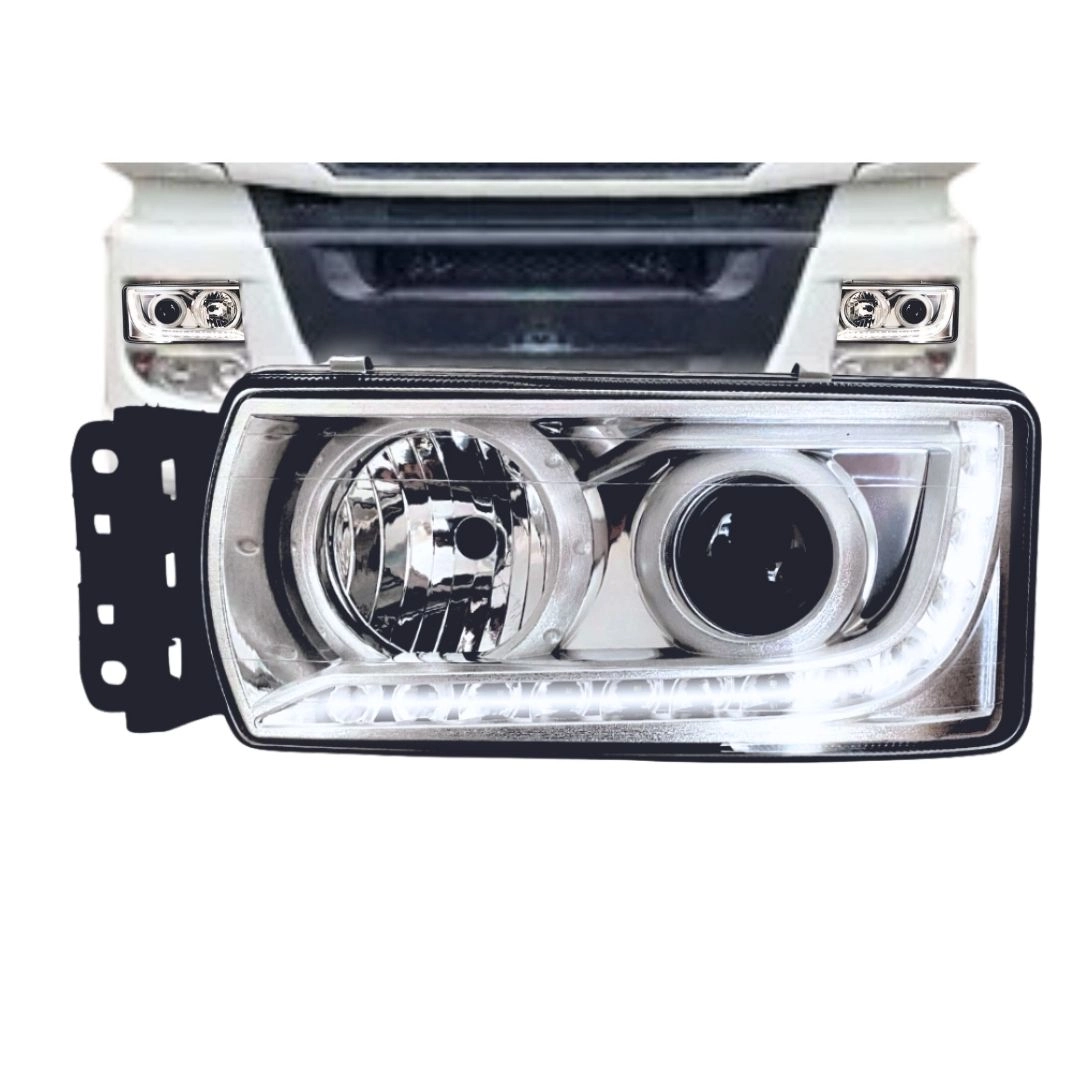 Farol Para Iveco Stralis Hi-way Cromado Led Esquerdo