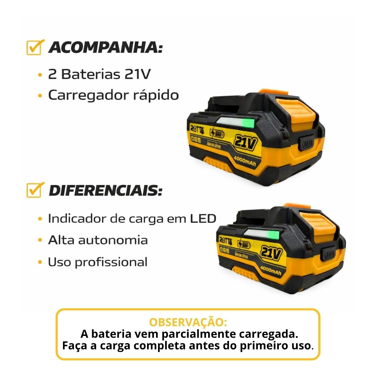 Parafusadeira Mini Chave De Impacto A Bateria 21V 1/2" 4000mAh Bivolt Motor Brushless Com Maleta