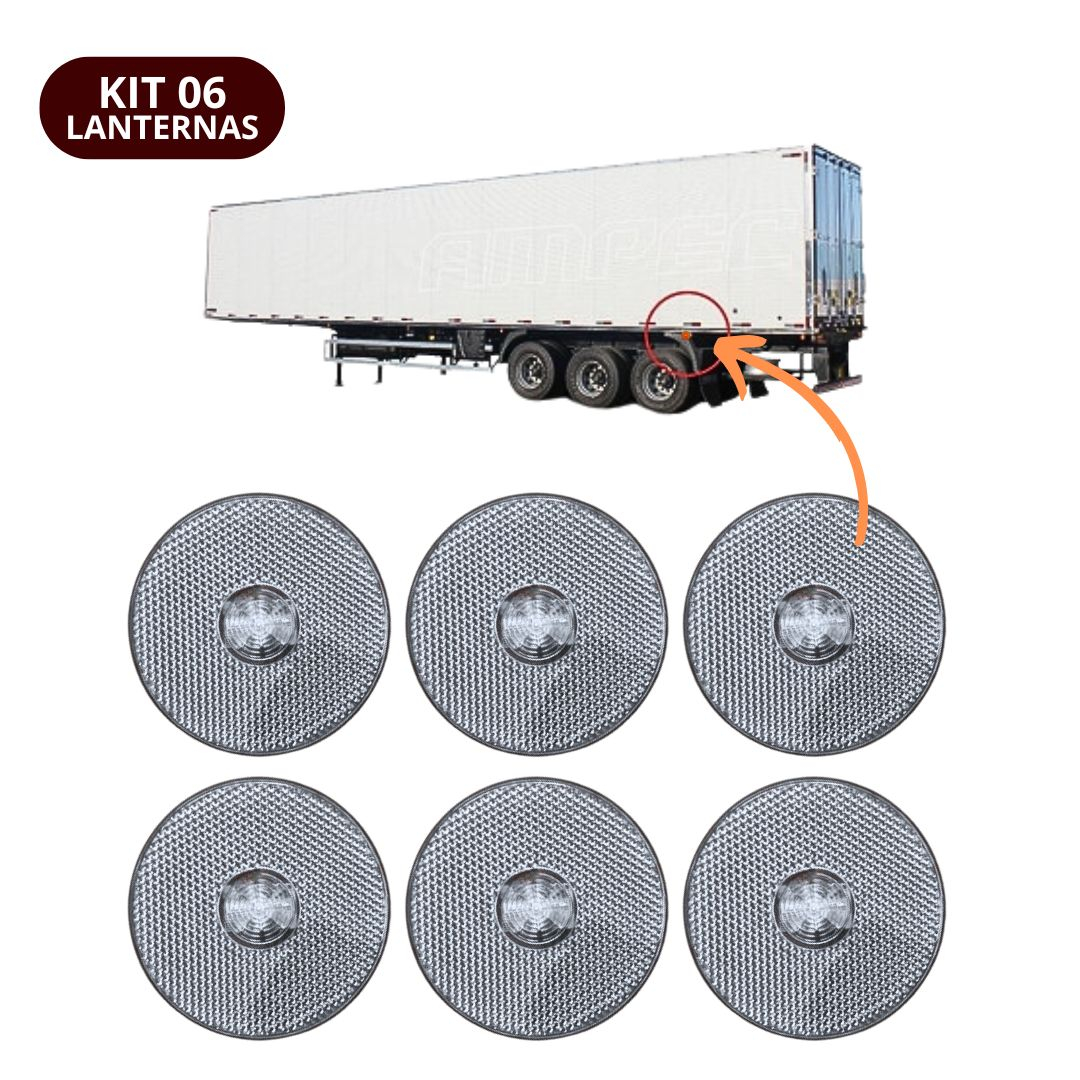 Kit 6 Lanterna Lateral Implemento G 85mm Sem Suporte LED Cristal Para Carreta Caminhão Trailer Reboque Kit 6 Lanterna Lateral Implemento G 85mm Sem Suporte LED Cristal Para Carreta Caminhão Trailer Reboque