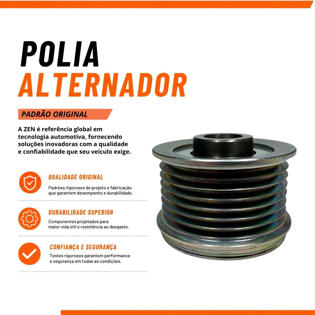 Polia Roda Livre do Alternador Denso 7 Filetes Para Toyota Hilux 2.7 Flex e Gasolina Tacoma 2.7 Zen Polia Roda Livre do Alternador Denso 7 Filetes Para Toyota Hilux 2.7 Flex e Gasolina Tacoma 2.7 Zen