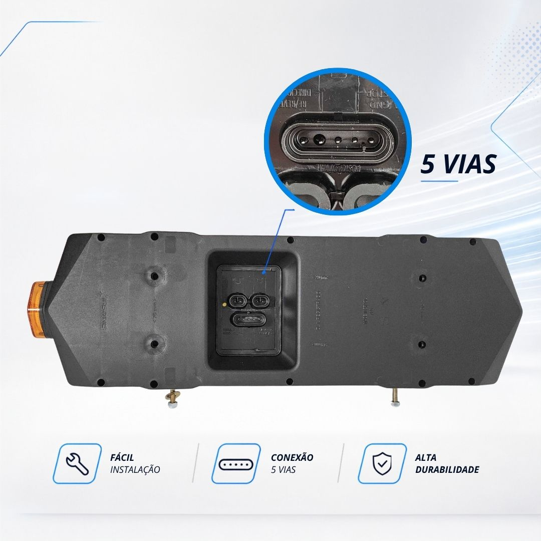 Kit Par Lanterna Traseira LED 24V Caminhão Carreta Reboque Implementos Sinalsul + Chicotes 5 Vias Kit Par Lanterna Traseira LED 24V Caminhão Carreta Reboque Implementos Sinalsul + Chicotes 5 Vias