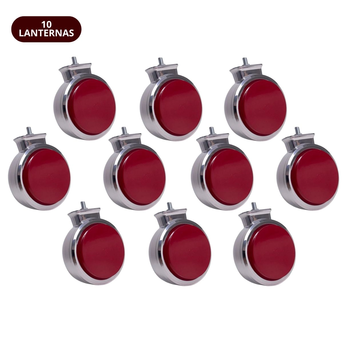 Kit 10 Lanterna Bojuda Foguinho Maria LED Cromada Vermelha Kit 10 Lanterna Bojuda Foguinho Maria LED Cromada Vermelha