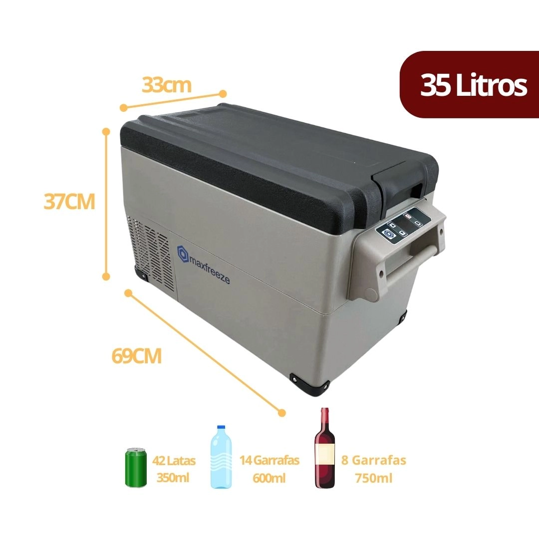 Geladeira 35 Litros 12V/24V 110v/220v Caminhão Ônibus Van