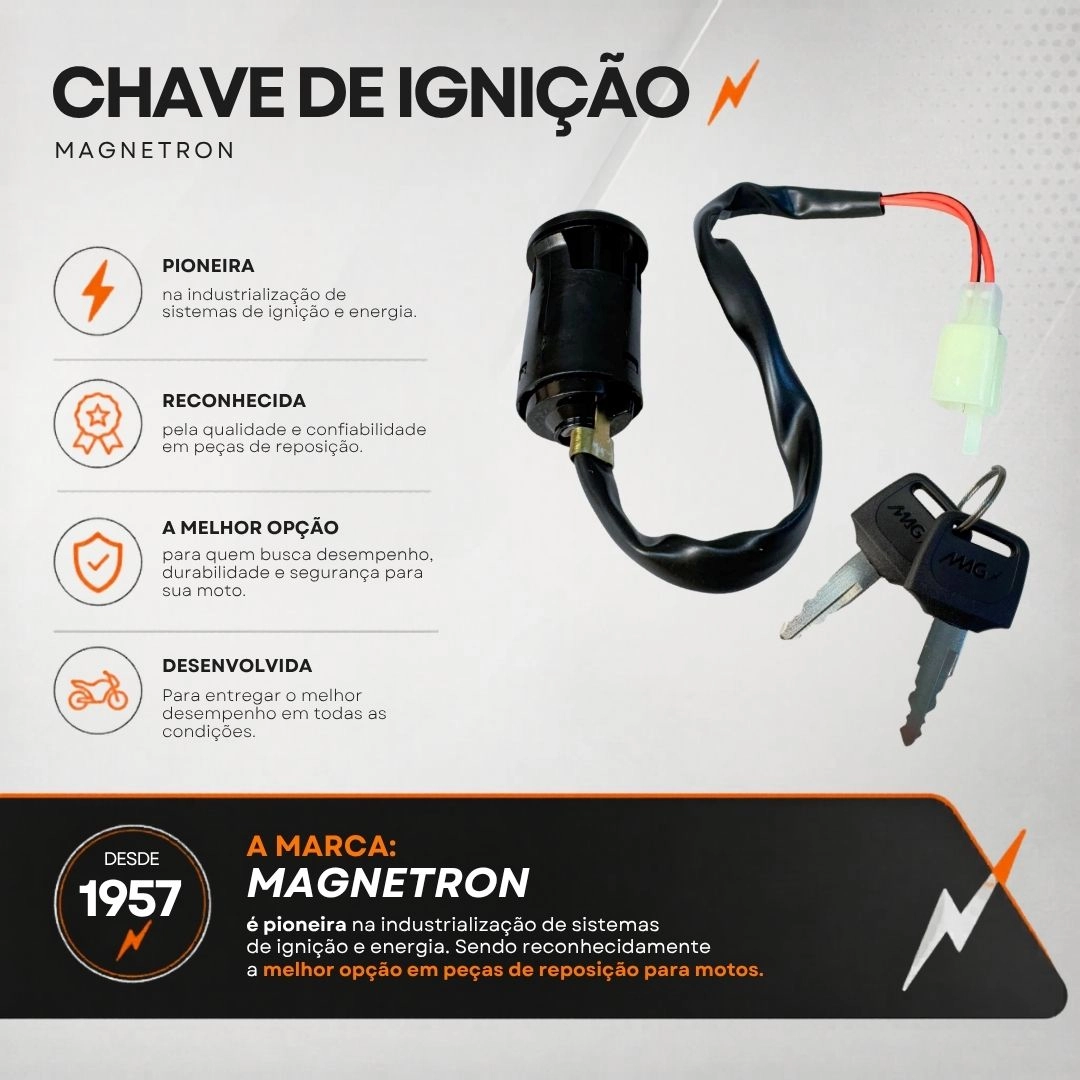 Chave De Ignição Miolo Para Honda CG Fan 125 Titan KS ES KSE Cargo 2002 a 2004 Magnetron