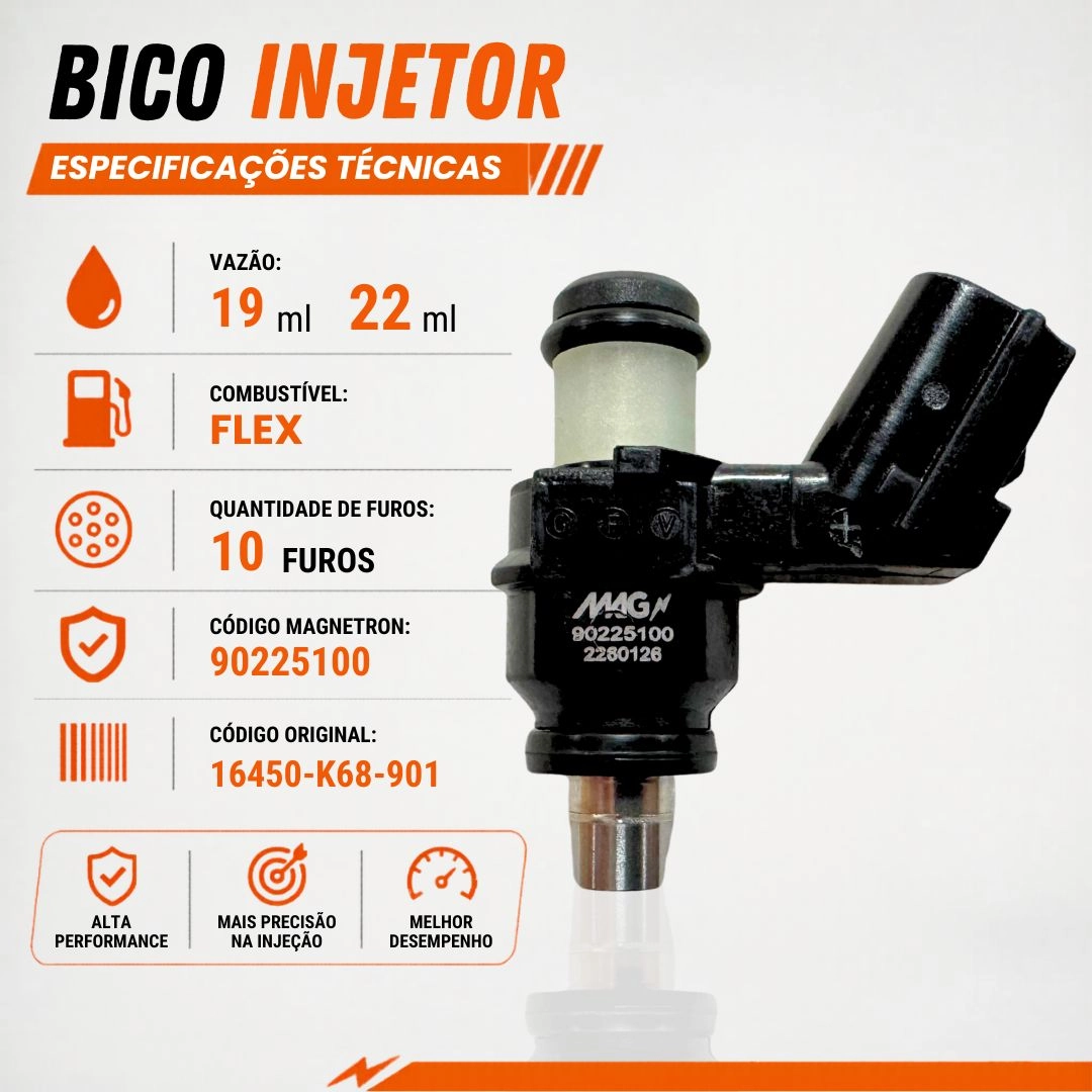 Bico Injetor 10 Furos Alta Vazão Flex Para Honda Xre 190 2016 a 2023 Original Magnetron Bico Injetor 10 Furos Alta Vazão Flex Para Honda Xre 190 2016 a 2023 Original Magnetron