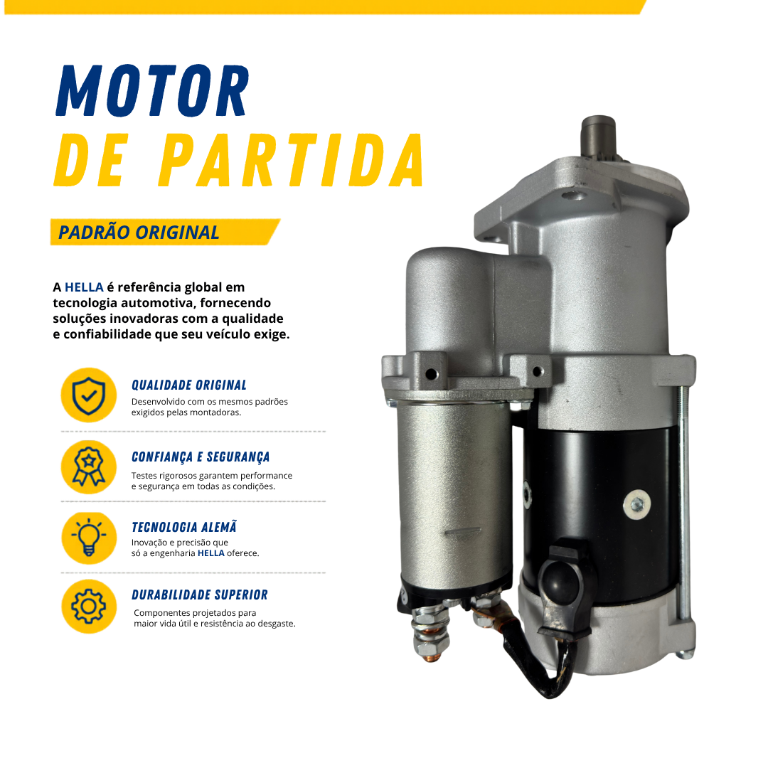 Motor de Partida Arranque 24V 10 Dentes 4.0kW Para Volvo VM 210 260 310 VW Constellation Agrale Volare Hella Motor de Partida Arranque 24V 10 Dentes 4.0kW Para Volvo VM 210 260 310 VW Constellation Agrale Volare Hella