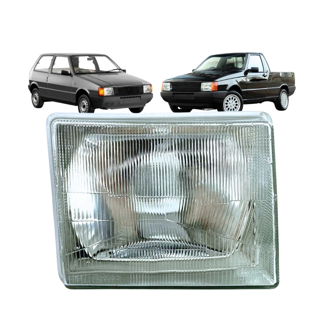 Farol Para Fiat Uno Fiorino 1984 a 1990 Lente Vidro LD