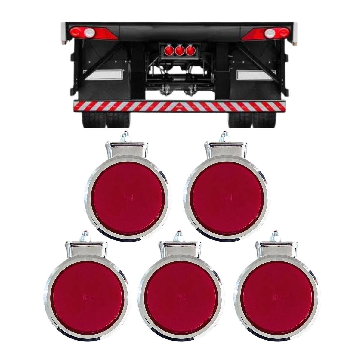 Kit 5 Lanterna Bojuda Foguinho Maria LED Cromada Vermelha Kit 5 Lanterna Bojuda Foguinho Maria LED Cromada Vermelha