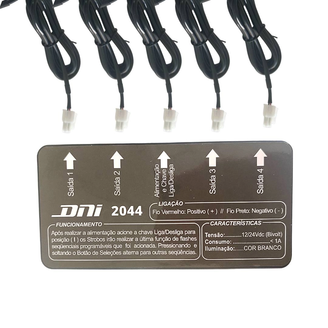 Kit Strobo Branco Ultra Forte Motos Viaturas 4 Barras 4 Leds Kit Strobo Branco Ultra Forte Motos Viaturas 4 Barras 4 Leds