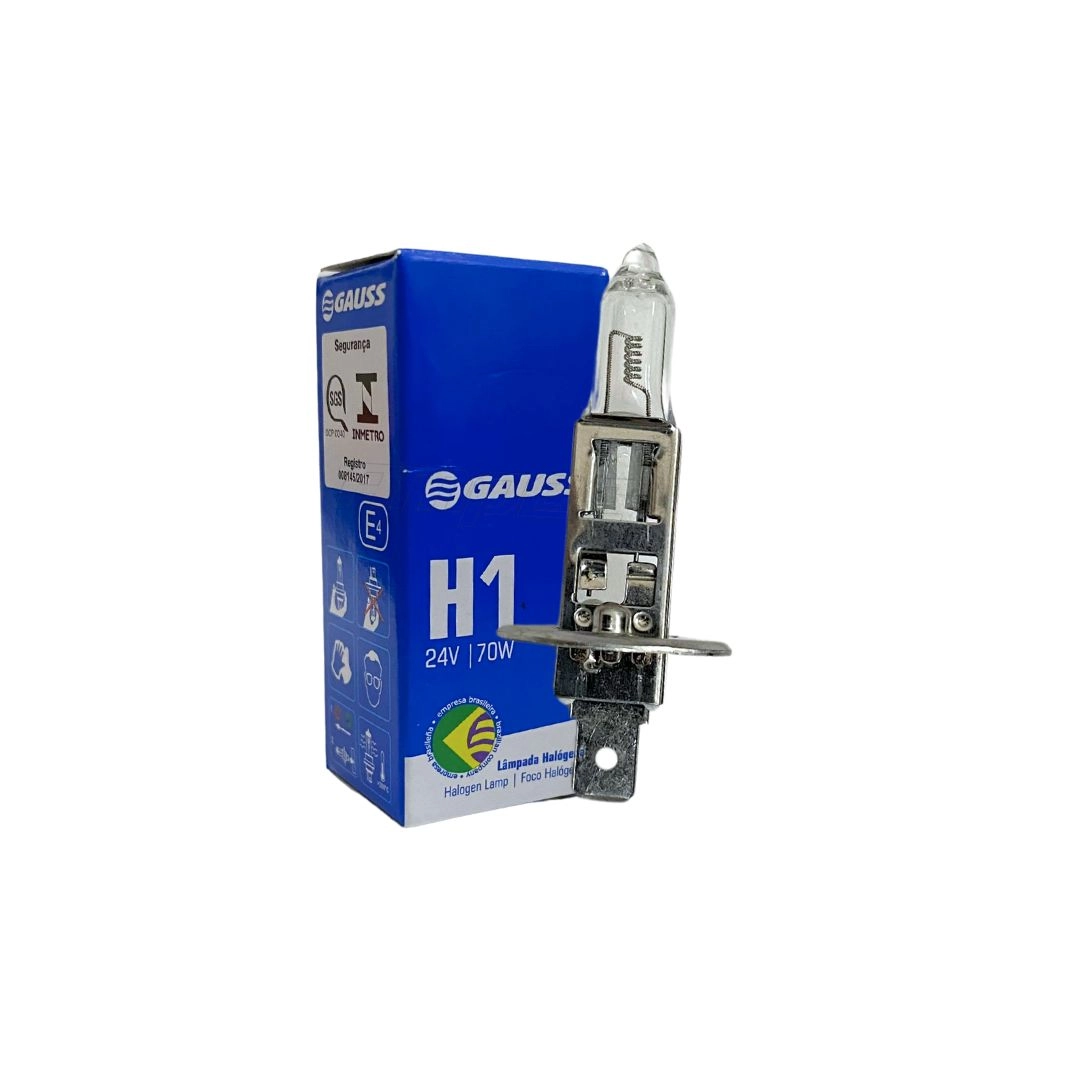 Lâmpada H1 Halógena 24v 70W Farol Alto Baixo Neblina Universal Gauss GL44H1