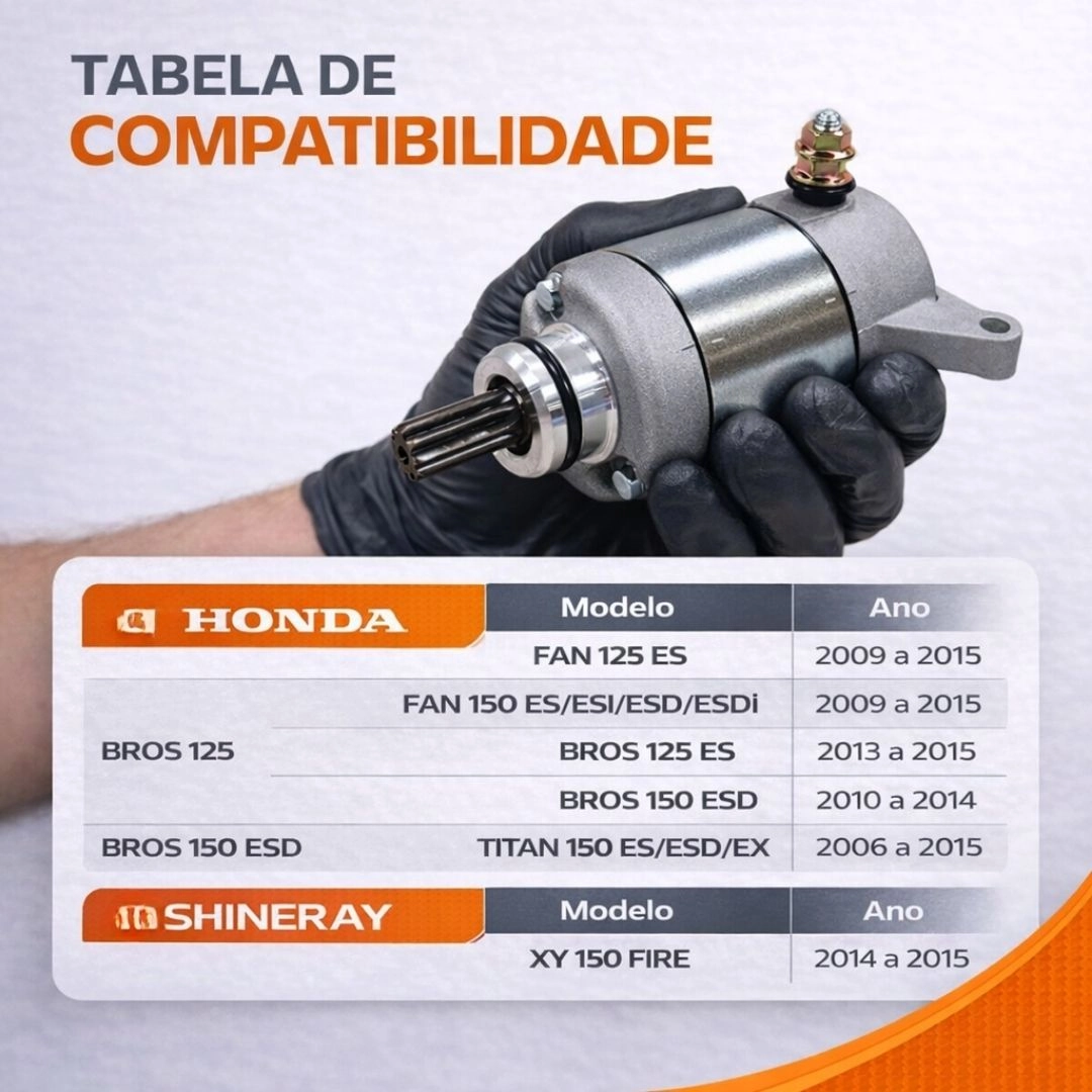 Motor de Partida Arranque Para Fan 125 150 Bros 125 150 Titan 150 CG Cargo 125 150 Start 150 Shineray XY 150 Fire Magnetron Motor de Partida Arranque Para Fan 125 150 Bros 125 150 Titan 150 CG Cargo 125 150 Start 150 Shineray XY 150 Fire Magnetron