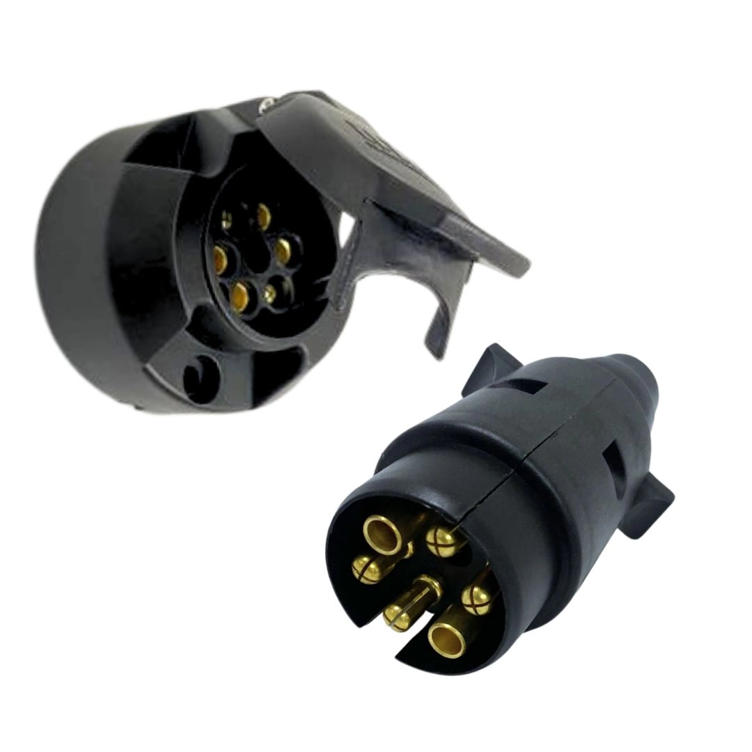 Kit Tomada Elétrica Macho Fêmea 6 Polos Reboque Carretinha Kit Tomada Elétrica Macho Fêmea 6 Polos Reboque Carretinha