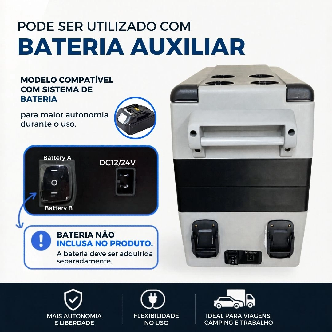 Geladeira Portátil 55L 12/24V 110/220V Caminhão Ônibus Van Camping Barco Lancha Pesca Maxfreeze
