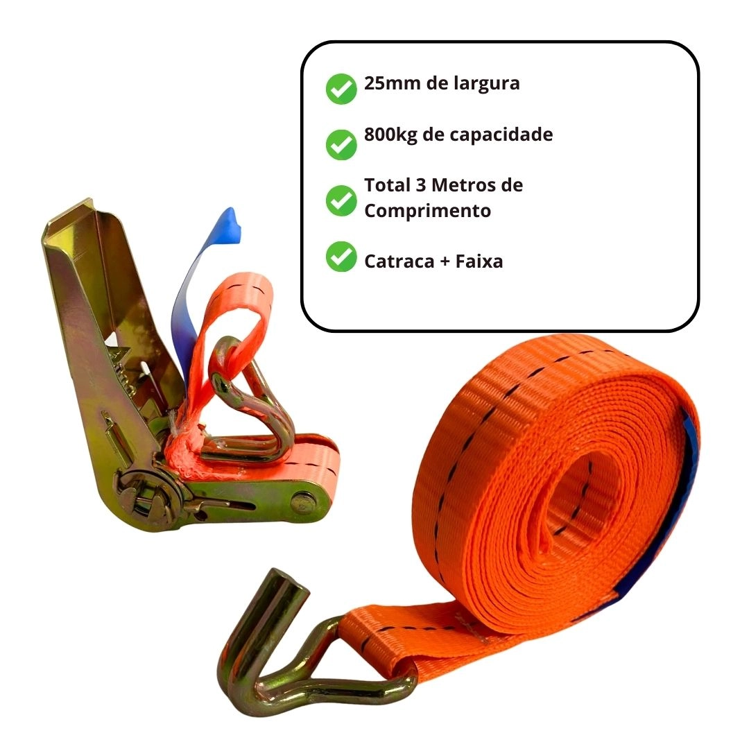 Kit 2 Cinta Catraca Amarração 800kg Carretinha Moto JetSki Caminhões Caminhonetes Barcos Moto Bike Kit 2 Cinta Catraca Amarração 800kg Carretinha Moto JetSki Caminhões Caminhonetes Barcos Moto Bike