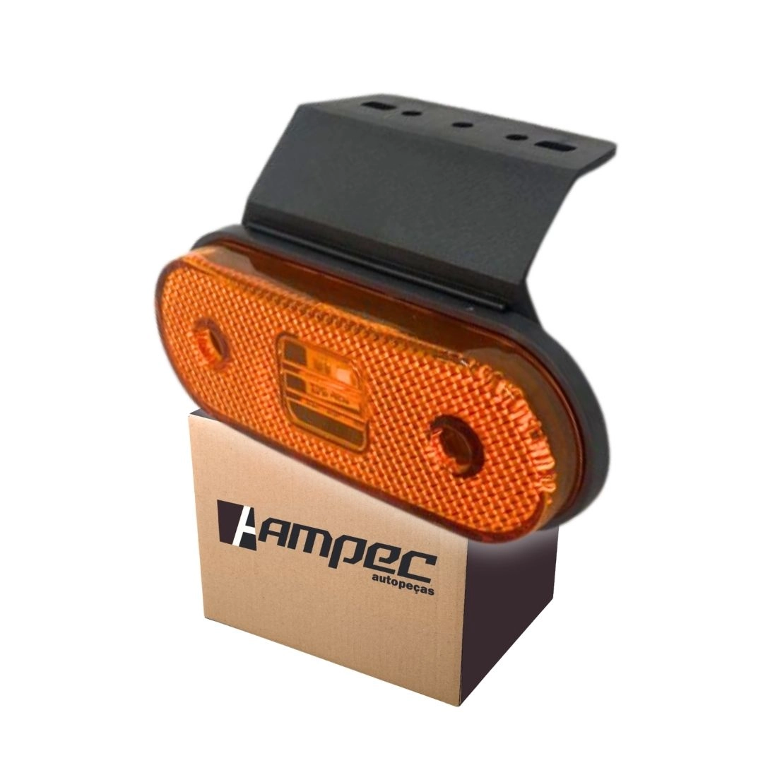 Lanterna Lateral Implemento Com Suporte LED Amarela Para Carreta Facchini Caminhão Trailer Reboque 