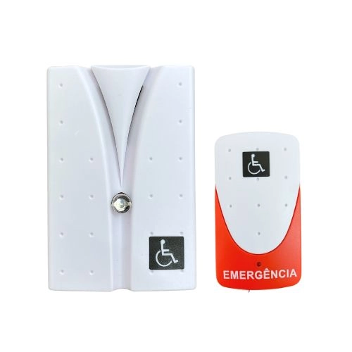 Alarme Campainha de Emergência para Banheiro PNE PCD e Idosos Atende NBR 9050 Tomada Bivolt