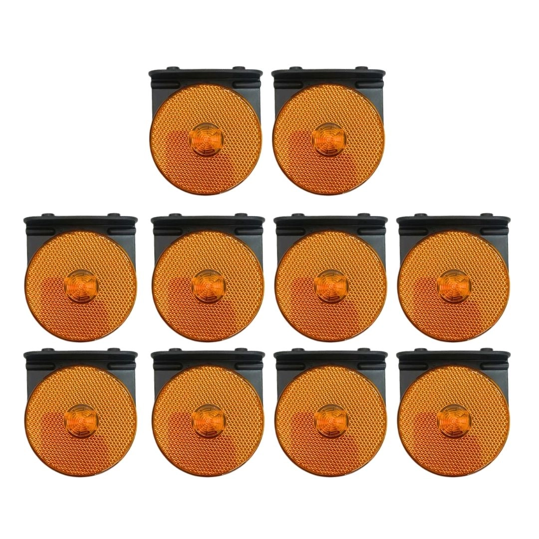 Kit 10 Lanternas Lateral Led Carreta Com Suporte Amarela G Kit 10 Lanternas Lateral Led Carreta Com Suporte Amarela G