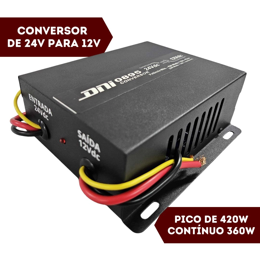 Conversor Inversor Tensão 24V para 12V 420W Pico Com Cooler Conversor Inversor Tensão 24V para 12V 420W Pico Com Cooler