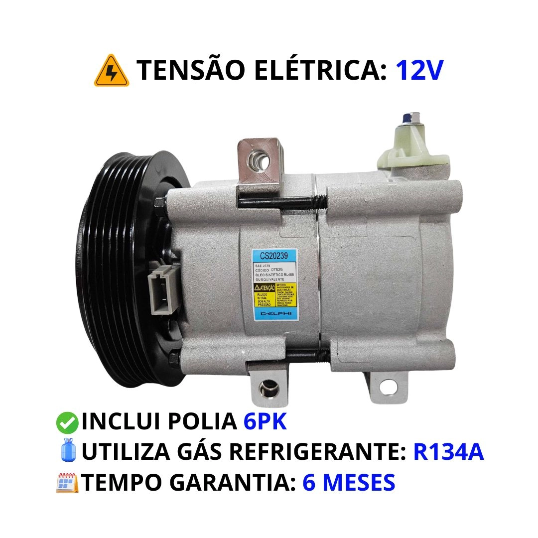 Compressor Ar Para Courier EcoSport Fiesta Ford Ka 1.0 1.3 1.6 1997 a 1999 Delphi CS20239 Compressor Ar Para Courier EcoSport Fiesta Ford Ka 1.0 1.3 1.6 1997 a 1999 Delphi CS20239