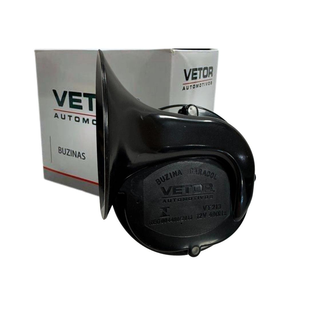 Buzina Caracol 12v 2 Terminais Som Forte Carro Moto Caminhão Universal Com Suporte VT213