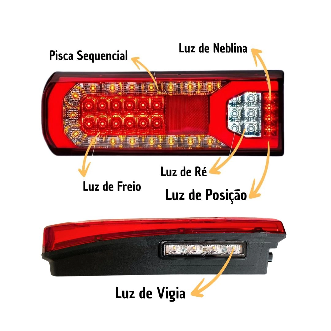 	Lanterna Traseira LED 24V Para Caminhão Mercedes-Benz Axor Actros Lado Esquerdo