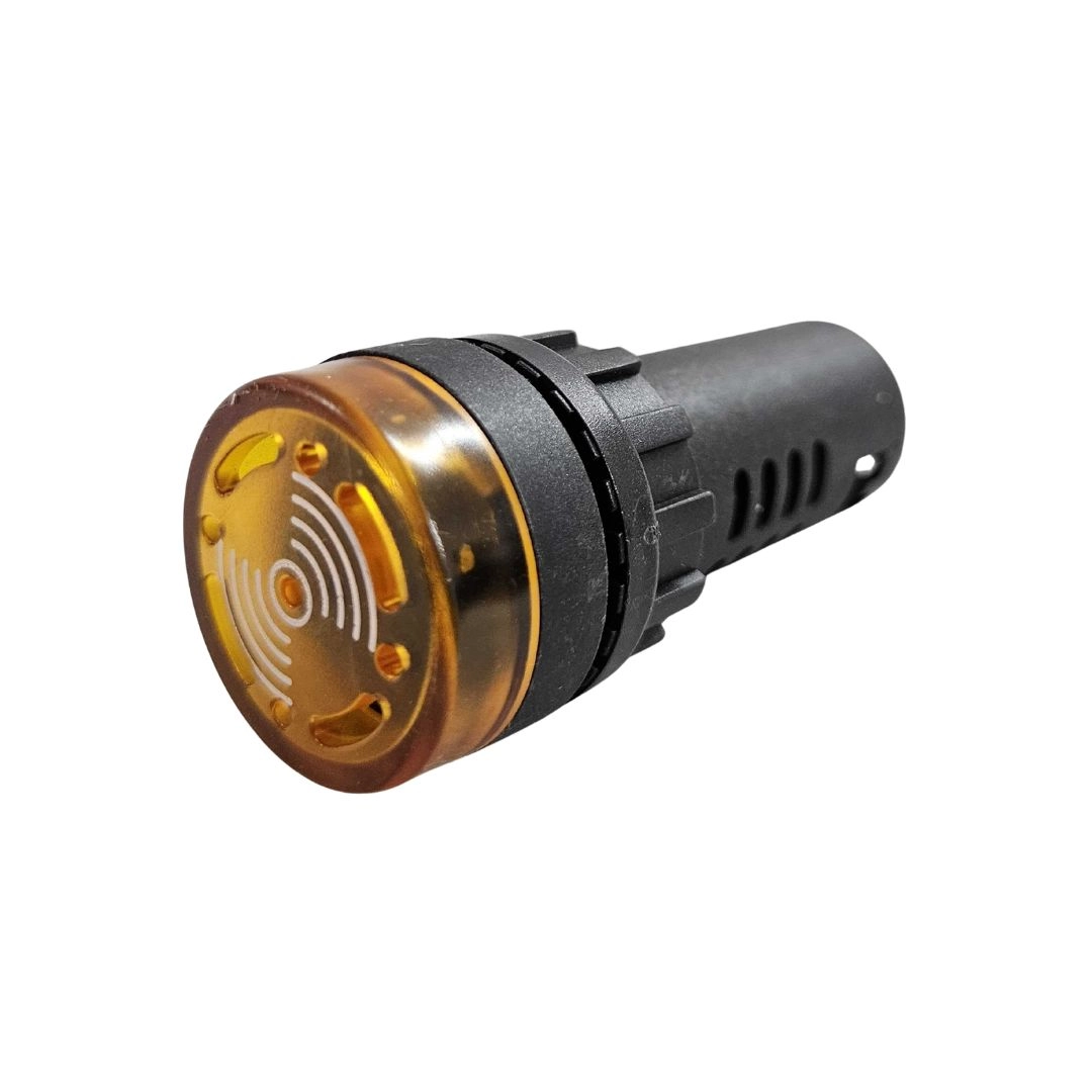 Alarme Sonoro Buzzer Sinaleiro LED Amarelo 22mm 110Vac
