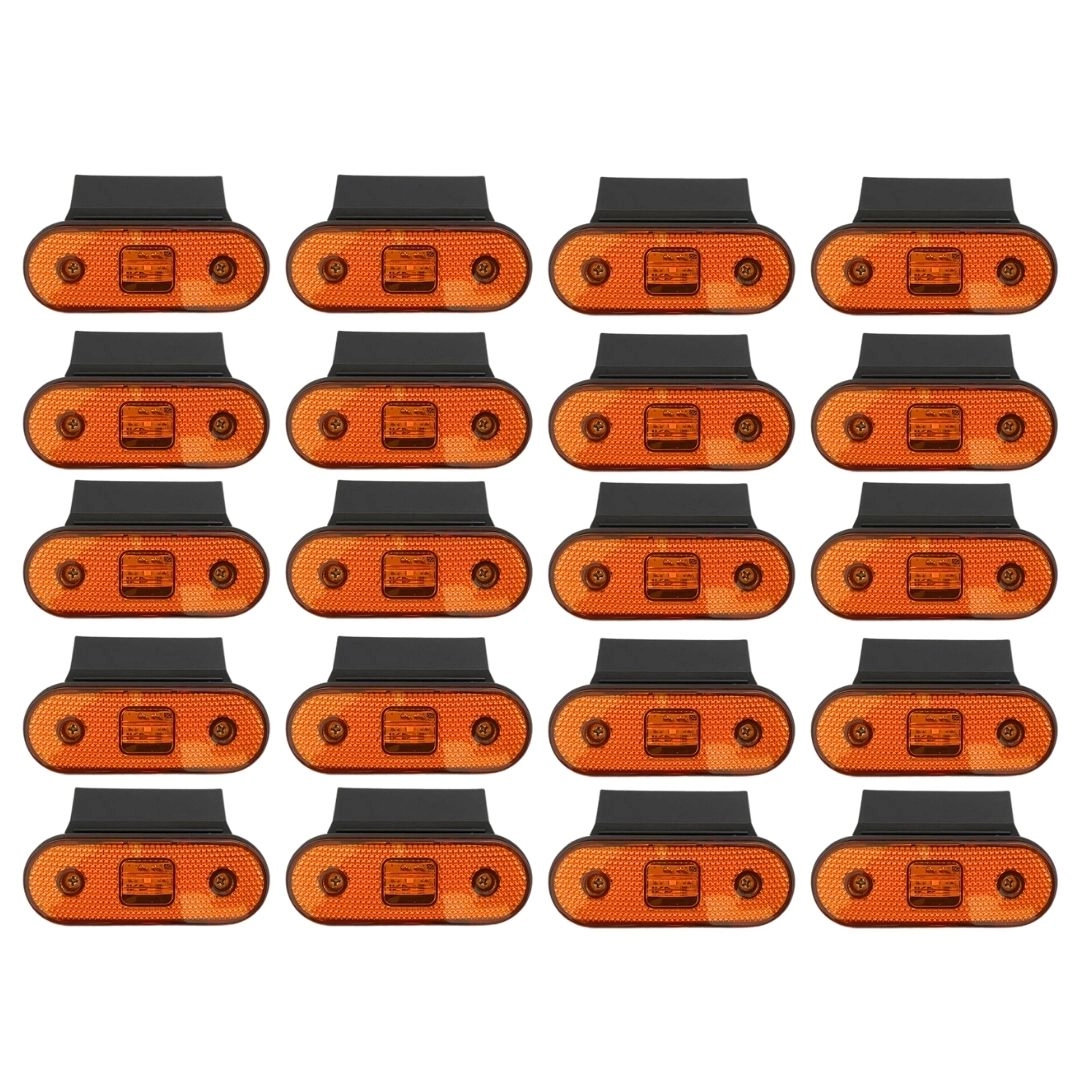 Kit 20 Lanterna Lateral LED Carreta Facchini Suporte Amarela