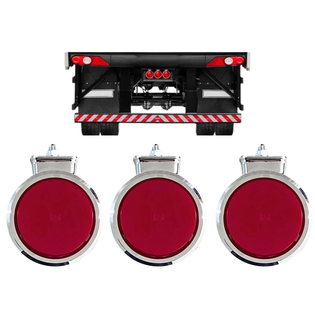 Kit 3 Lanterna Bojuda Foguinho Maria LED Cromada Vermelha