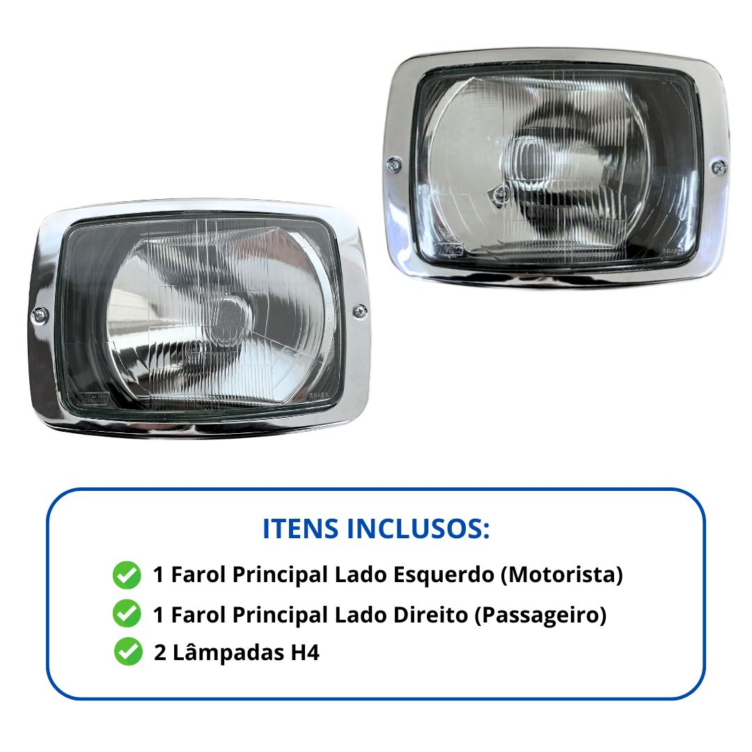 Kit Farol Dianteiro Principal Para Mercedes Benz 608 708 1972 a 1989 Com Lâmpadas Original Nino