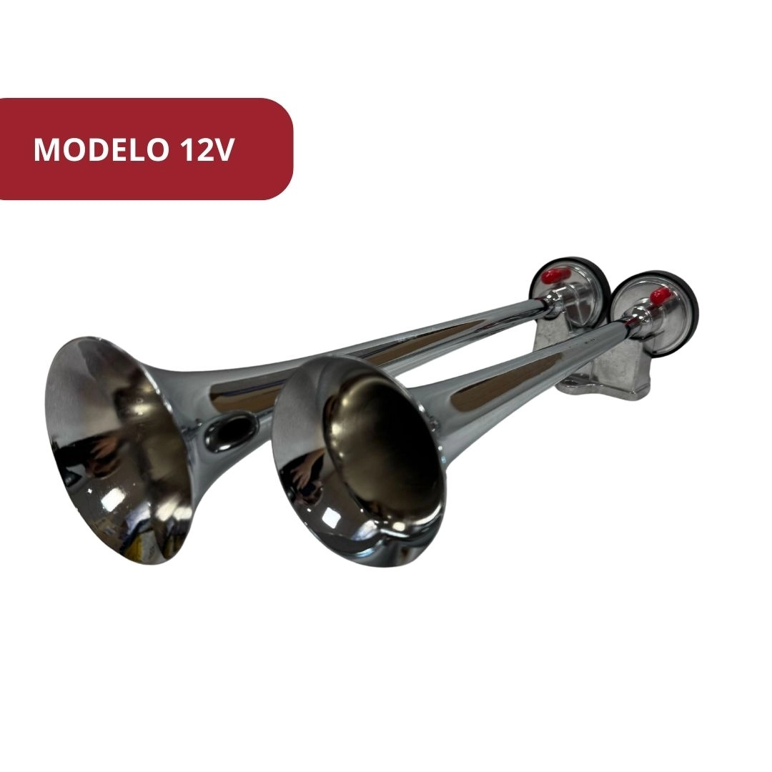 Buzina Marítima 2 Cornetas Cromadas Com Compressor 12v 20a Caminhão Ônibus Van Carro Vetor VT053 Buzina Marítima 2 Cornetas Cromadas Com Compressor 12v 20a Caminhão Ônibus Van Carro Vetor VT053