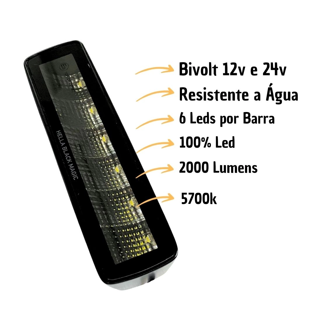 Mini Barra Hella Black Magic Led 6.2 Pol 15,7 Cm flood 1FB358176201