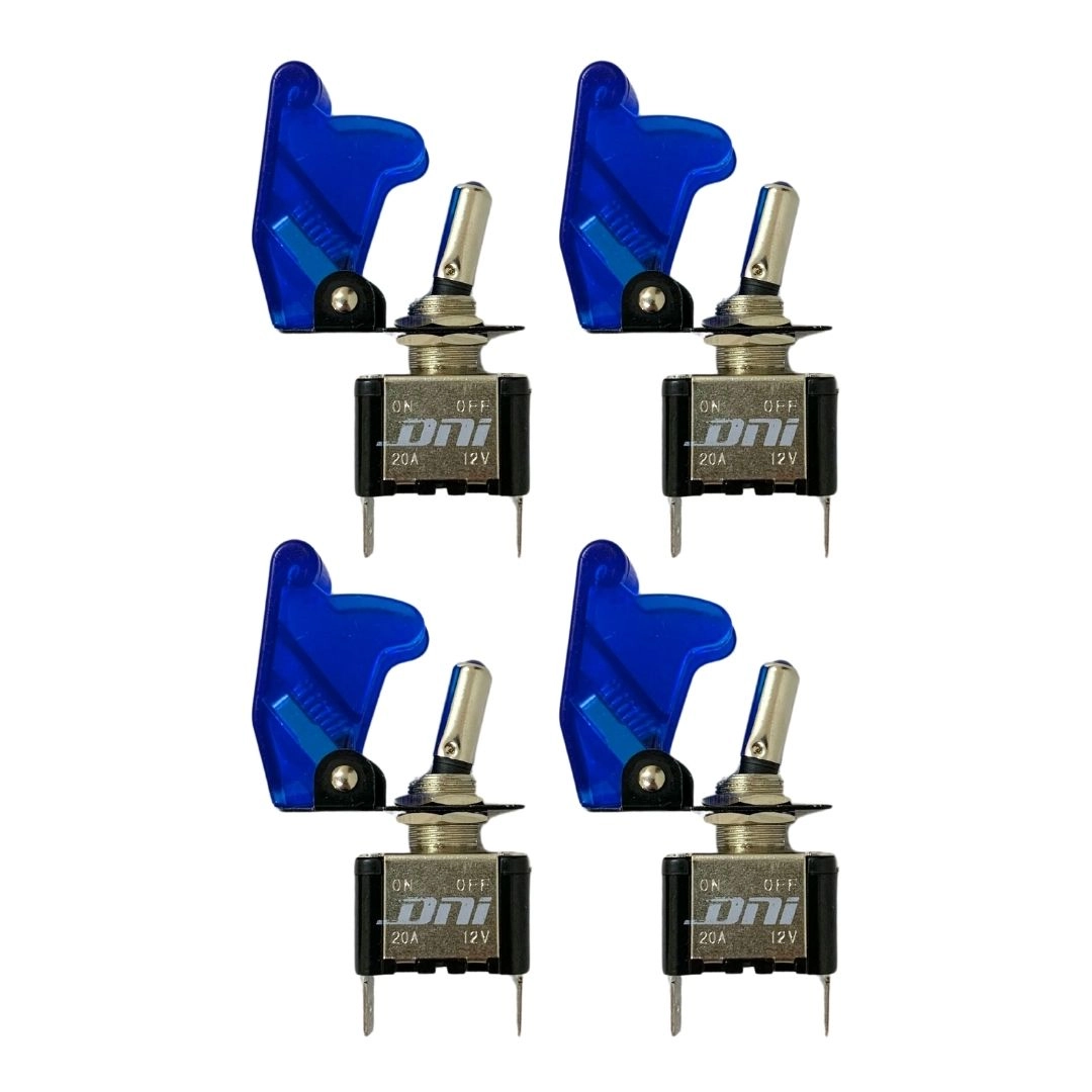 Kit 4 Chave Botão Liga Desliga 2 Posições 12v Capa Azul LED