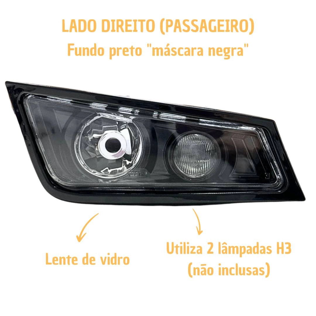 Par Farol Auxiliar ParaVolvo FH13 Máscara Negra Black Par Farol Auxiliar ParaVolvo FH13 Máscara Negra Black